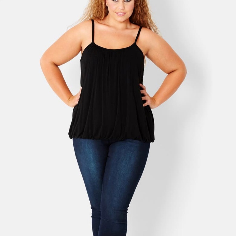 City Chic size 20 black bubble hem spaghetti strap tank